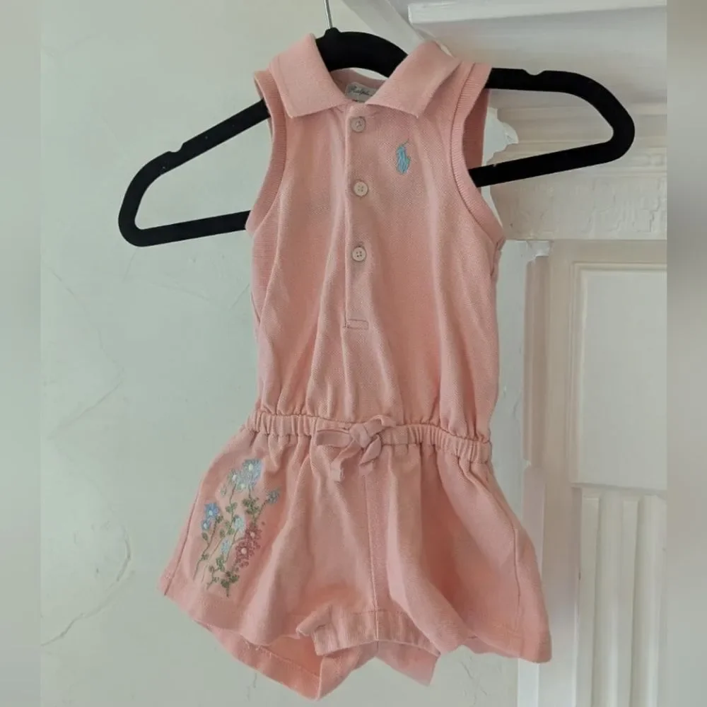 Ralph Lauren | Floral Cotton Mesh Polo Romper